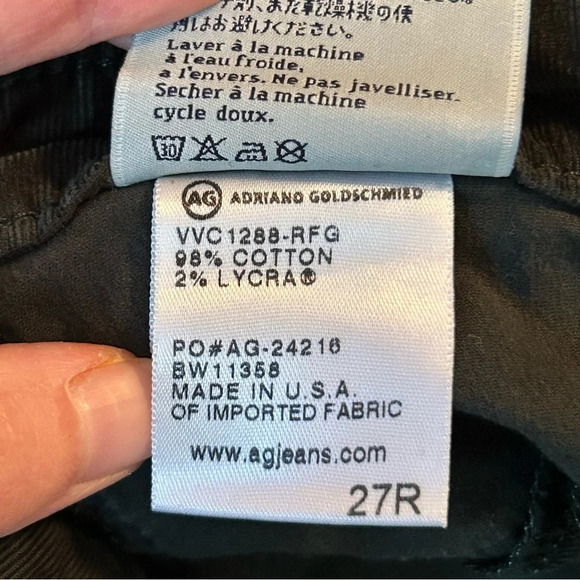 AG Adriano Goldschmied The Legging Super Skinny Green Corduroy Pants Women’s 27R - Picture 6 of 11